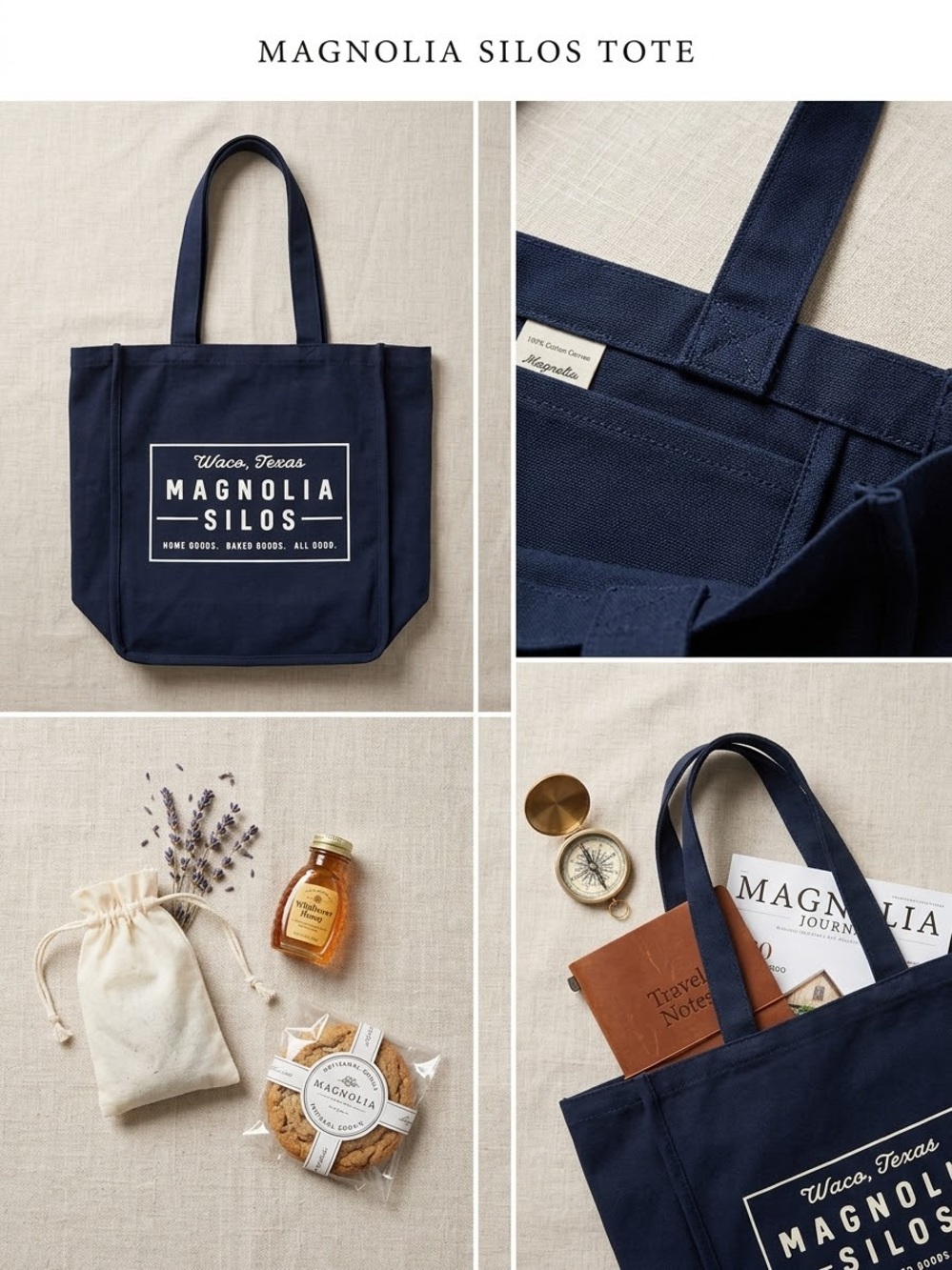 Official Magnolia Black Tote with White Magnolia Silos Logo